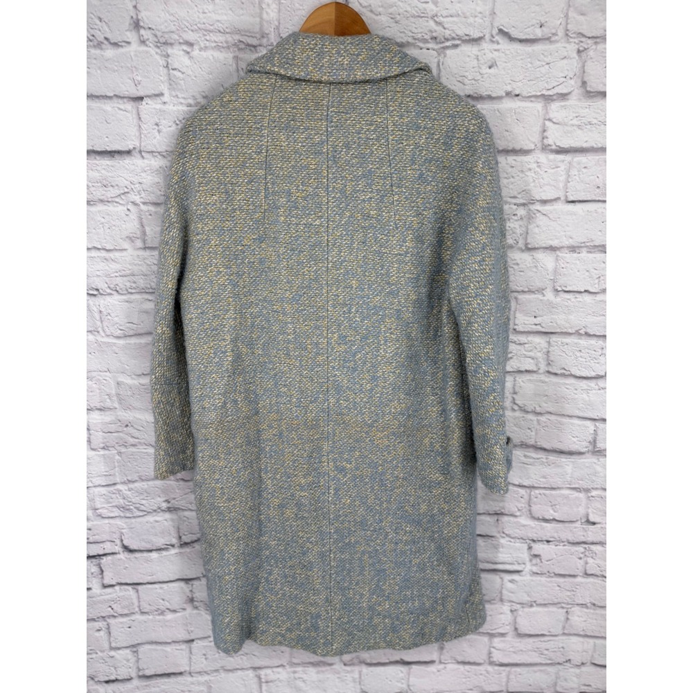 Vintage 50s 60s Glenbrooke Wool Tweed Blue Yellow ILGWU Union Swing Car Coat - Picture 7 of 15